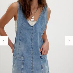 Free People Light Blue Denim High Roller jumpsuit